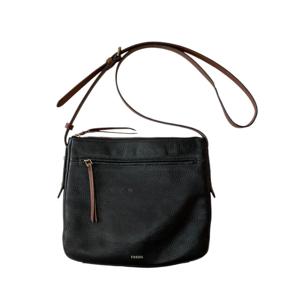Fossil Black Pebbled Leather Crossbody Bag